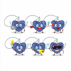 Angel heart necklace cartoon character with various types of business emoticons