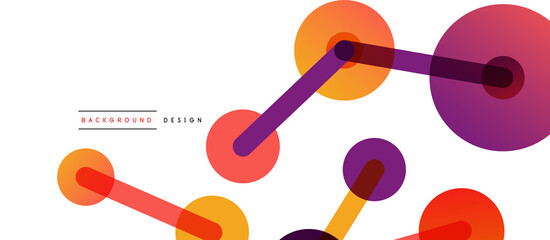 Line points connections geometric abstract background. Circles connected by lines. Trendy techno business template for wallpaper, banner, background or landing