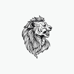 Obraz premium Lion head lineart illustration isolated in white background.