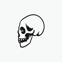 Human skull lineart isolated in white background.
