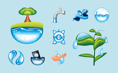 water day icons collection