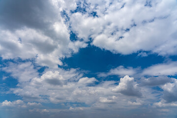 White clouds in the summer blue sky background