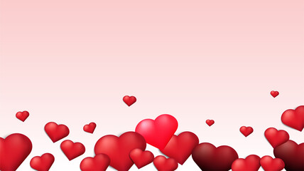 3d love heart realistic style for banner frame. Romantic 3d love greeting card template. vector illustration. 