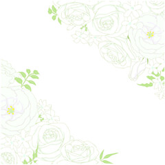 薔薇とトルコキキョウとジャスミンのフレーム②正方形