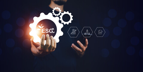 ESG icon concept for environmental, social governance in sustainable and ethical business on the Network connection