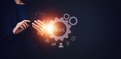 ESG icon concept for environmental, social governance in sustainable and ethical business on the Network connection