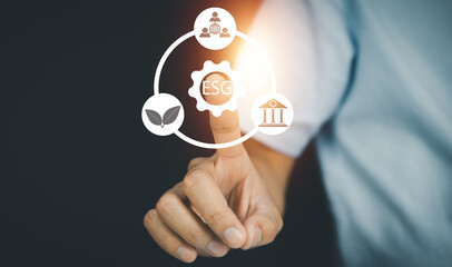 ESG icon concept for environmental, social governance in sustainable and ethical business on the Network connection
