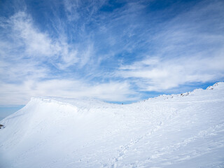 真っ白な伊吹山山頂の雪原