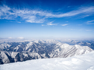 雪の伊吹山山頂からの白山方面の眺望