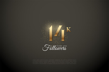 14k followers background with numbers illustration.