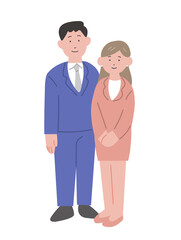 正装した両親のイラスト