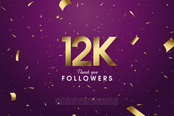 12k followers background with numbers illustration.