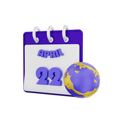 3d rendering of earth day calendar