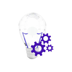 3d rendering of earth day lamp with engine gear eco-friendly