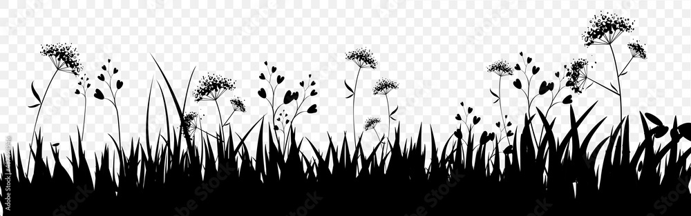 Wall mural Black silhouettes of grass