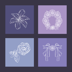 icons funeral purple background