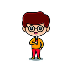 Man Reporter character with microphone