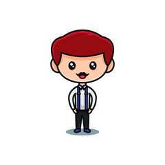  Cartoon standing businessman, writer, designer, author, student, isolated on white background.