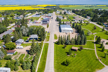 Fototapeta na wymiar Aerial view of the town of Waldheim, Saskatchewan