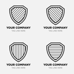 Shield logo icon template collection set design, generic line style