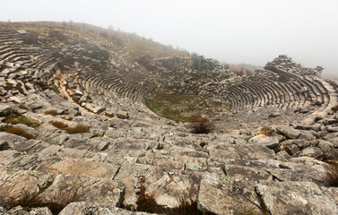 Fototapeta na wymiar Ruins of Sagalassos ancient roman theater in cloudy weather, Southwest Turkey