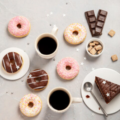 fresh donut with coffee