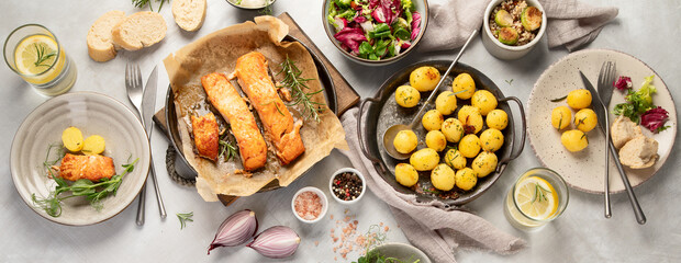 baked salmon with potatoes