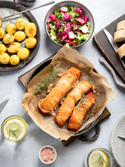 baked salmon with potatoes
