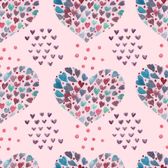 Colorful bright heart and small elements. Seamless 
pattern for packaging, wrapping paper, scrapbooking... 