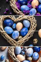 Fototapeta na wymiar Collage of Easter eggs composition.