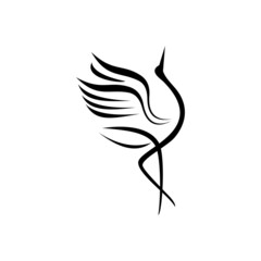 crane bird logo. stork logo design vector