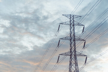 View of Overhead power line in The Morning That Passes Over Countryside