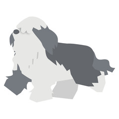 Old English Sheepdog vector illustration in flat color design