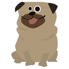 Pug vector illustration in flat color design
