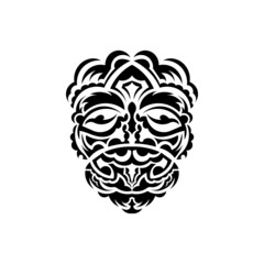 Samurai mask. Traditional totem symbol. Black tattoo in Maori style. Isolated on white background. Vector.