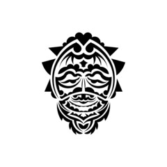 Obraz premium Tribal mask. Monochrome ethnic patterns. Black tattoo in the style of the ancient tribes. Isolated. Vector illustration.