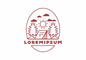 Fun camping with tent illustration