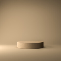 Minimal luxury sand design Cylinder circle box podium in sand wall background. Concept display scene stage platform showcase, product, sale, banner, presentation, cosmetic. 3D render