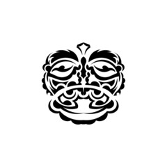 Tribal mask. Monochrome ethnic patterns. Black tattoo in samoan style. Isolated. Vector.