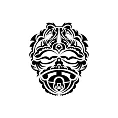Tribal mask. Monochrome ethnic patterns. Black tribal tattoo. Isolated. Vector.