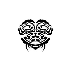 Tribal mask. Traditional totem symbol. Black tattoo in the style of the ancient tribes. Black and white color, flat style. Vector.
