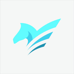 Abstract Winged Horse Animal Logo Design Idea