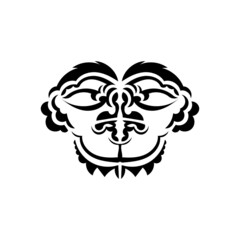 Tribal mask. Traditional totem symbol. Black tribal tattoo. Isolated. Vector illustration.