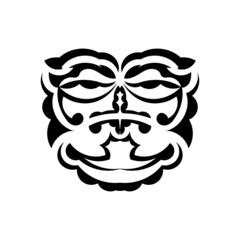 Tribal mask. Traditional totem symbol. Black tribal tattoo. Isolated. Vector.