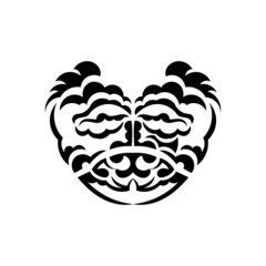 Obraz premium Samurai mask. Monochrome ethnic patterns. Black tribal tattoo. Isolated. Vector illustration.