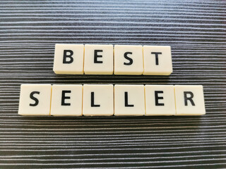 Words best seller made from square letter tiles.