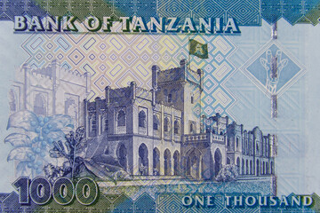 Macro shot of the one thousand tanzanian shillings banknote