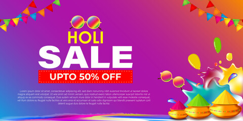 Vector illustration of Indian festival of colors Holi banner for sale