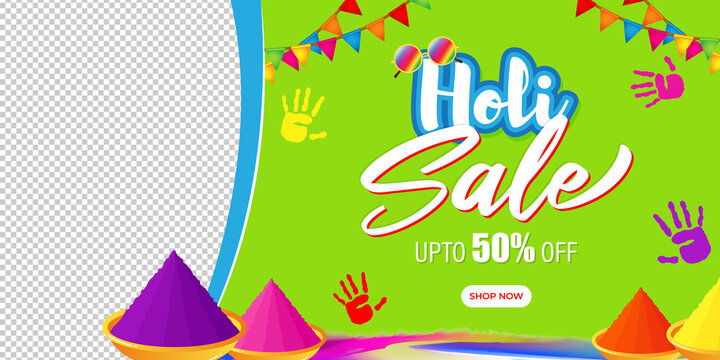 Vector illustration of Indian festival of colors Holi banner for sale