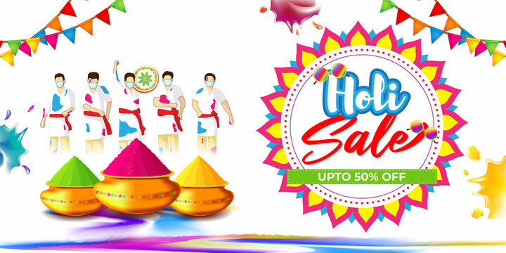 Vector illustration of Indian festival of colors Holi banner for sale